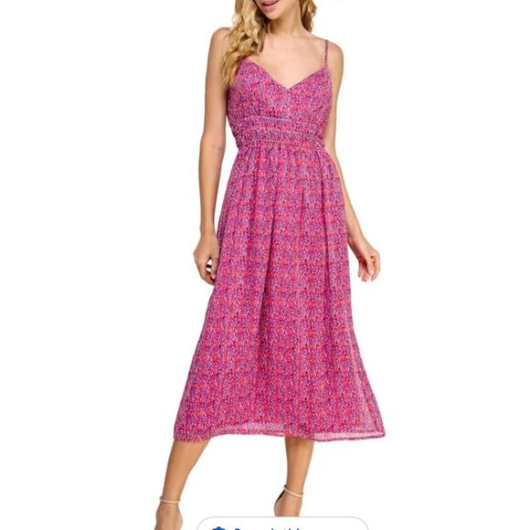 Koko + Mason Geo Print Sundress Red/Pink Metallic Size S Summer Spring - Picture 1 of 8